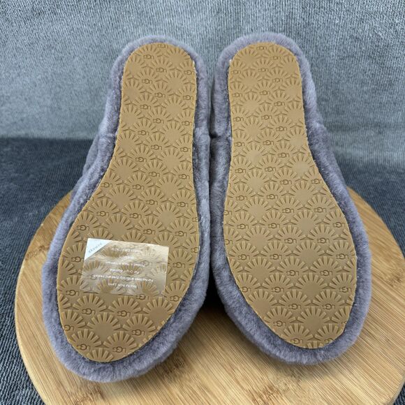 UGG Fluff Yeah Slide Shoes Youth Size 5 Gray Fuzzy Slingback Slippers 1116492K - Picture 8 of 9